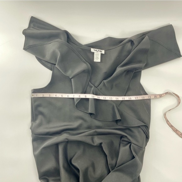 Quum‎ black sleeveless midi Ruffle V- Neck Faux Wrap dress 2X - Picture 7 of 9